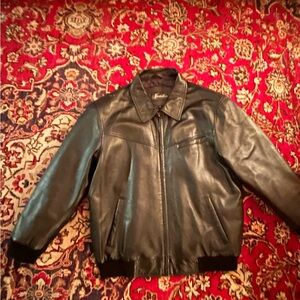 Black Leather Bomber Jacket